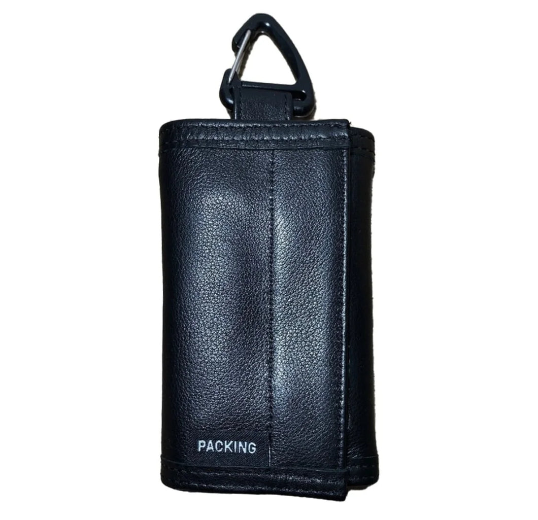 PACKING LEATHER COMPACT WALLET BLACK